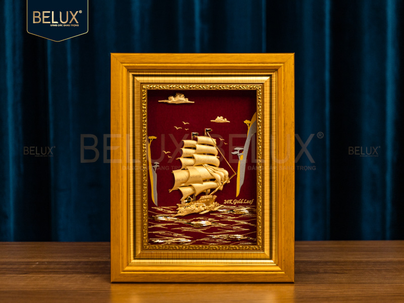 Ảnh Tranh thuận buồm xuôi gió dát vàng 24k 25x20cm