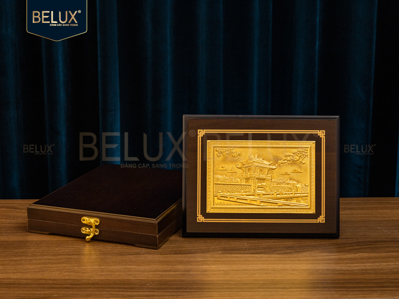 Ảnh Tranh Khuê Văn Các bằng đồng 25x20cm mạ vàng 24k