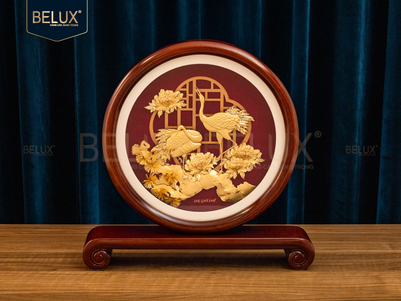 Ảnh Tranh Tùng Hạc Trường Thọ Dát Vàng 24k D27