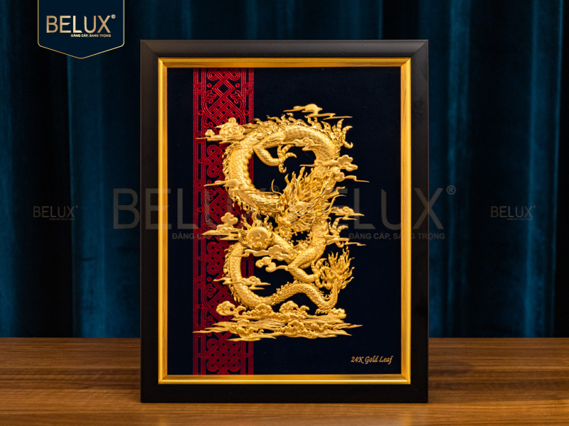 Ảnh Tranh Thiên Long Bích Vân Dát Vàng 24k 34x27cm
