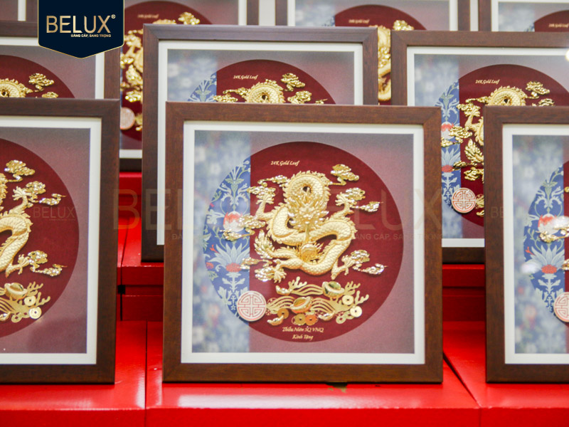 Ảnh Lô 60 tranh Rồng dát vàng 24k 30x30cm thiết kế theo yêu cầu