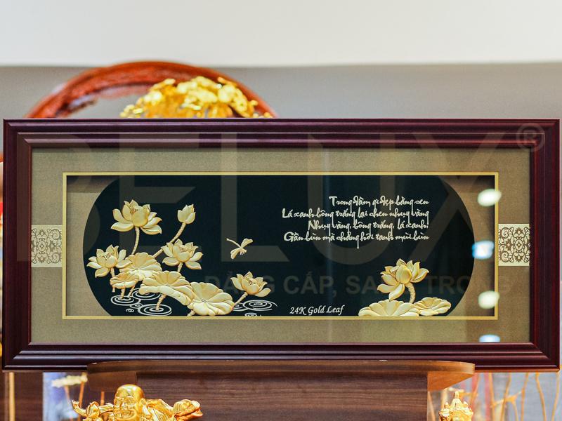 Ảnh Tranh hoa sen dát vàng 24K