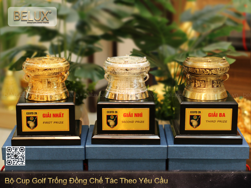Ảnh Bộ Cúp Golf Trống Đồng Chế Tác Theo Mẫu Yêu Cầu