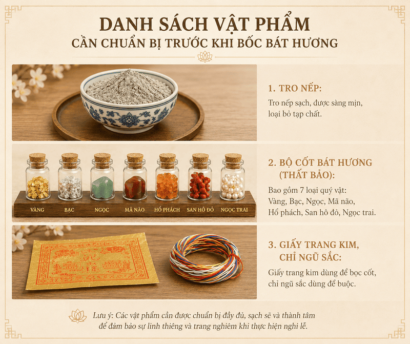 Danh sách vật phẩm cần chuẩn bị trước khi bốc bát hương