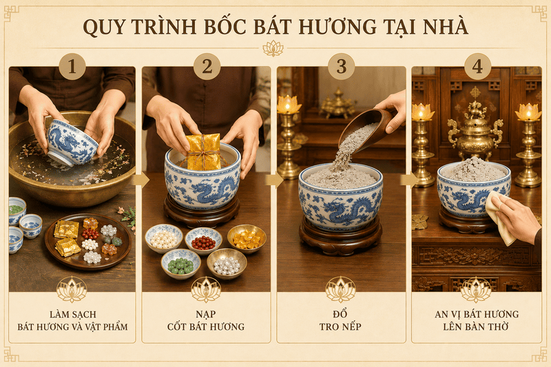 Quy trình bốc bát hương tại nhà chi tiết từng bước