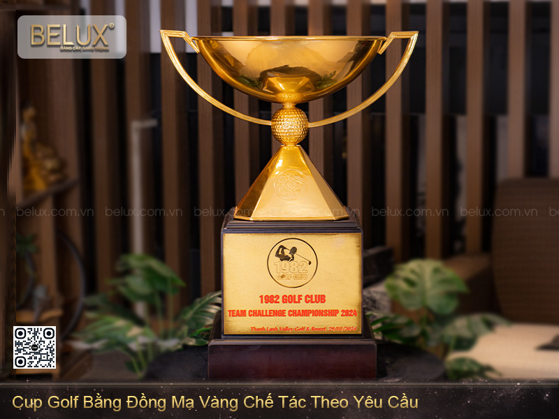 Ảnh Cup Golf Bằng Đồng Mạ Vàng 24k Chế Tác Theo Yêu Cầu Cao 81cm