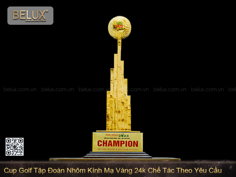 Ảnh Cup Golf CLB Nhôm Kính Toàn Quốc Bằng Đồng Mạ Vàng 24k