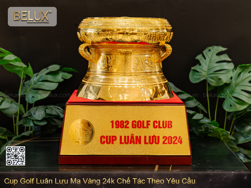 Ảnh Cup Golf Luân Lưu Bằng Đồng Mạ Vàng 24k