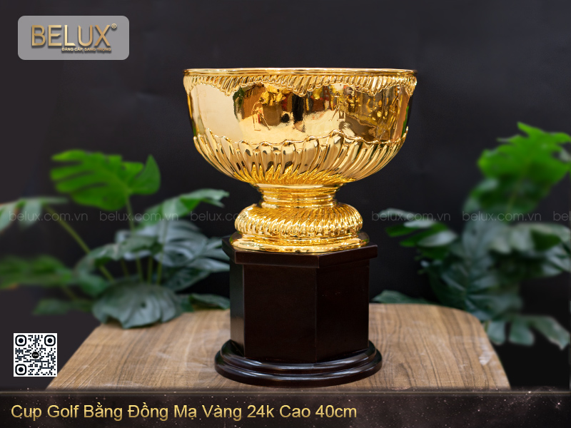 Ảnh Cup Golf Bằng Đồng Mạ Vàng 24k Cao 40cm - TYC