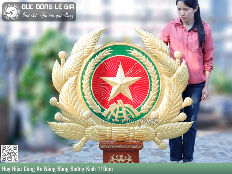 Huy Hiệu Công An Bằng Đồng Đường Kính 110cm