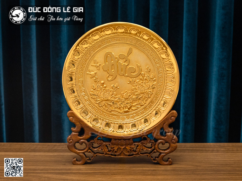 Mặt đĩa chữ Đức - Mạ Vàng - DK 14cm
