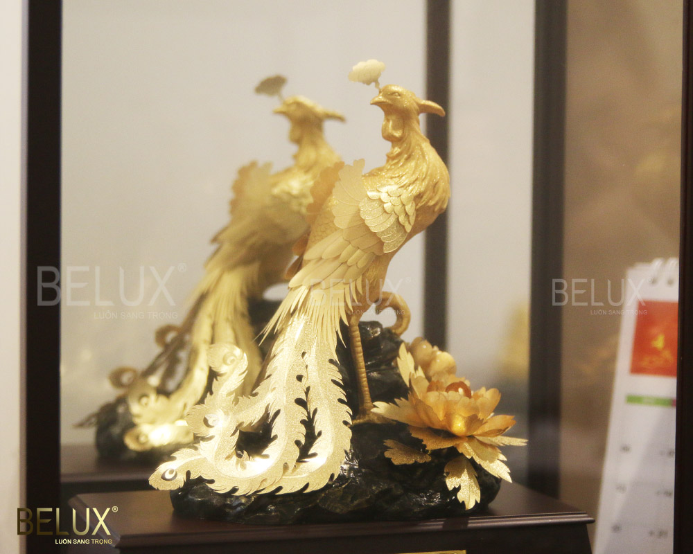 Ảnh Tượng Phượng Hoàng Dát Vàng 24K (26x17x30 Cm)