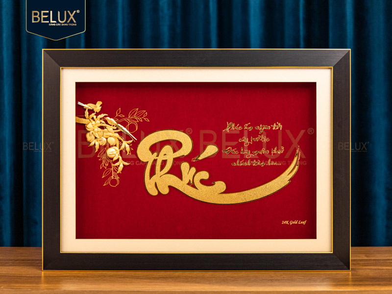 Ảnh Tranh Chữ Phúc Dát Vàng 24k - 50x36cm