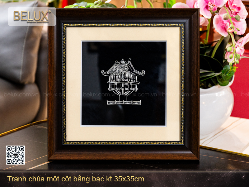 Ảnh Tranh Chùa Một Cột Bằng Bạc KT 35x35cm