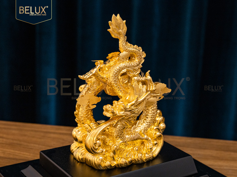 Ảnh Tượng linh vật Rồng dát vàng 24k-20×16.5x24cm