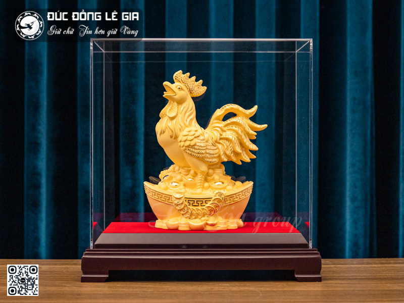 Tượng Gà Bằng Đồng Mạ Vàng