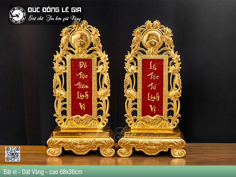 Bài Vị Bằng Đồng Dát Vàng 24k Cao 68cm