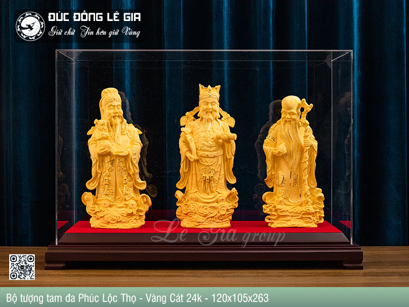 Bộ tượng tam đa Phúc - Lộc -Thọ mạ vàng cát 24k