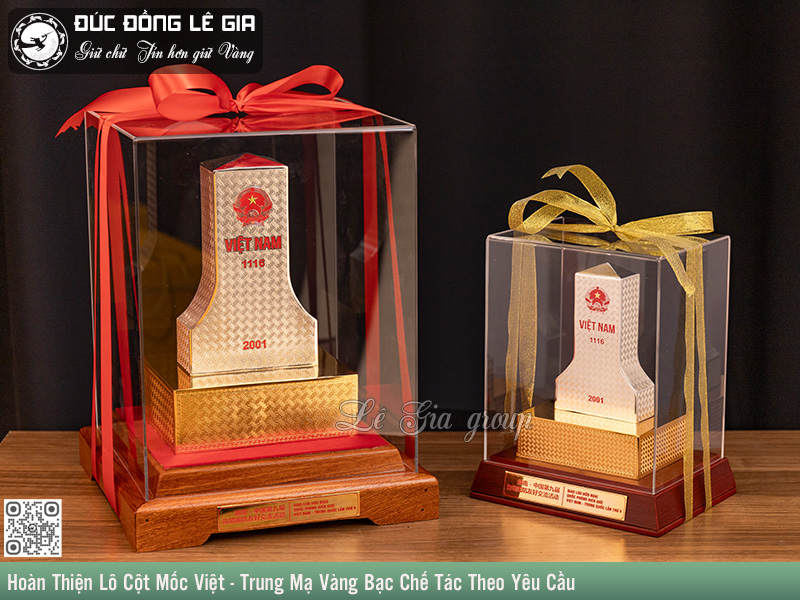 Hoàn Thiện Lô Cột Mốc Việt - Trung Mạ Vàng Bạc Chế Tác Theo Yêu Cầu