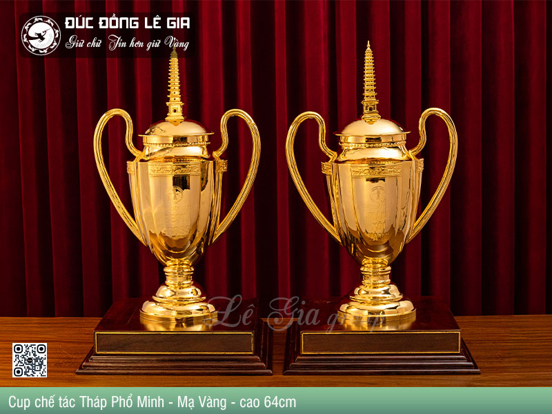 Cup Phổ Minh Bằng Đồng Mạ Vàng 24k Cao 64cm