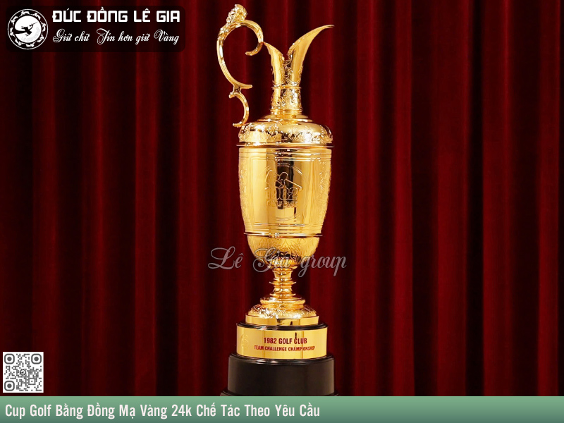 Cup Golf Bằng Đồng Cao 75cm Mạ Vàng 24k Chế Tác Theo Yêu Cầu