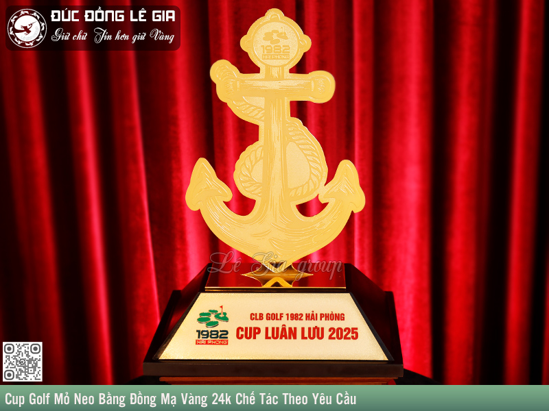 Cup Golf Mỏ Neo Bằng Đồng Mạ Vàng 24k Chế Tác Theo Yêu Cầu