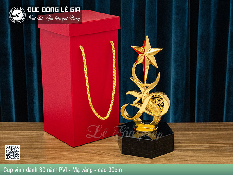 Cup vinh danh 30 năm PVI - Mạ vàng - cao 30