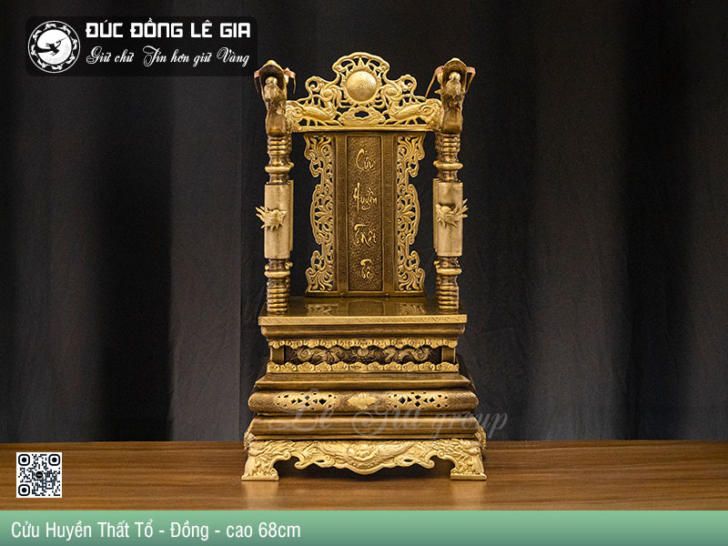 Ngai Thờ Cửu Huyền Thất Tổ Bằng Đồng - cao 68