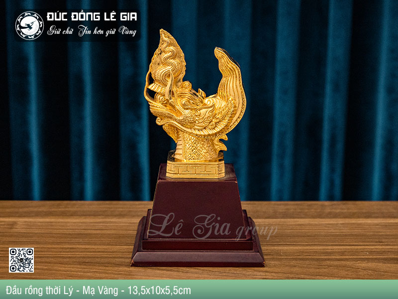 Biểu Trưng Đầu rồng thời Lý - Mạ Vàng - 13,5x10x5,5