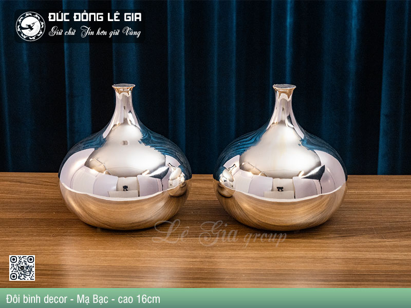 Đôi bình decor TYC - Mạ Bạc - cao 16cm