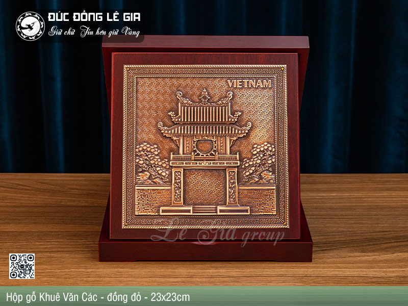 Ảnh Hộp Tranh Khuê Văn Các Bằng Đồng Đỏ 23 x 23cm- Quà Tặng Nước Ngoài