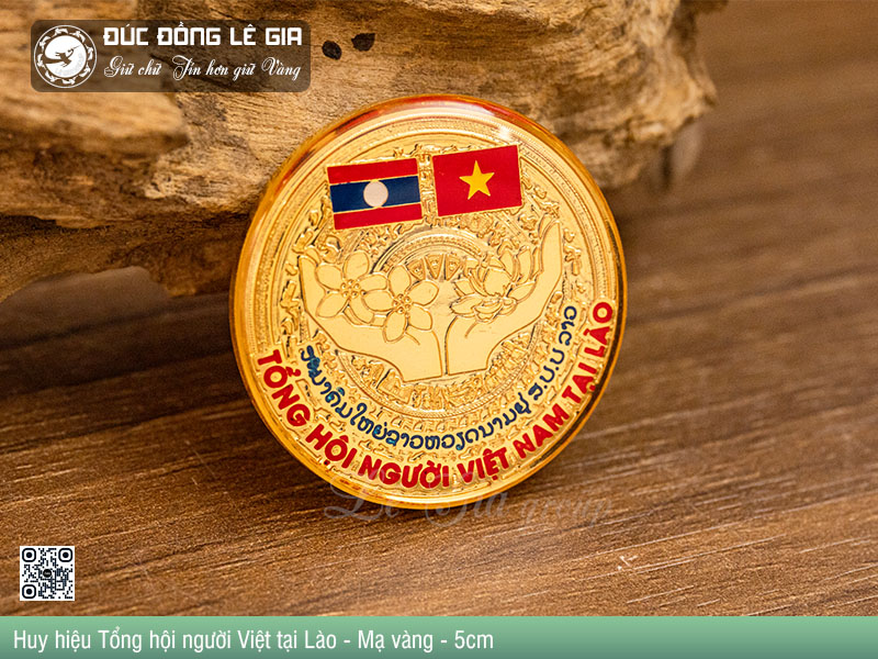 Huy hiệu Tổng hội người Việt tại Lào - Mạ vàng - 3cm