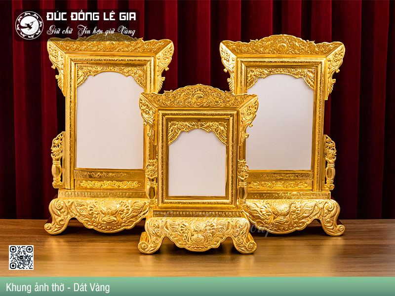 Bộ 3 Khung ảnh thờ Chế Tác Theo Yêu Cầu Dát Vàng