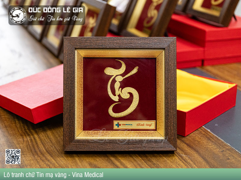 Hoàn Thiện Lô tranh chữ Tín Mạ Vàng 24k - Vina Medical