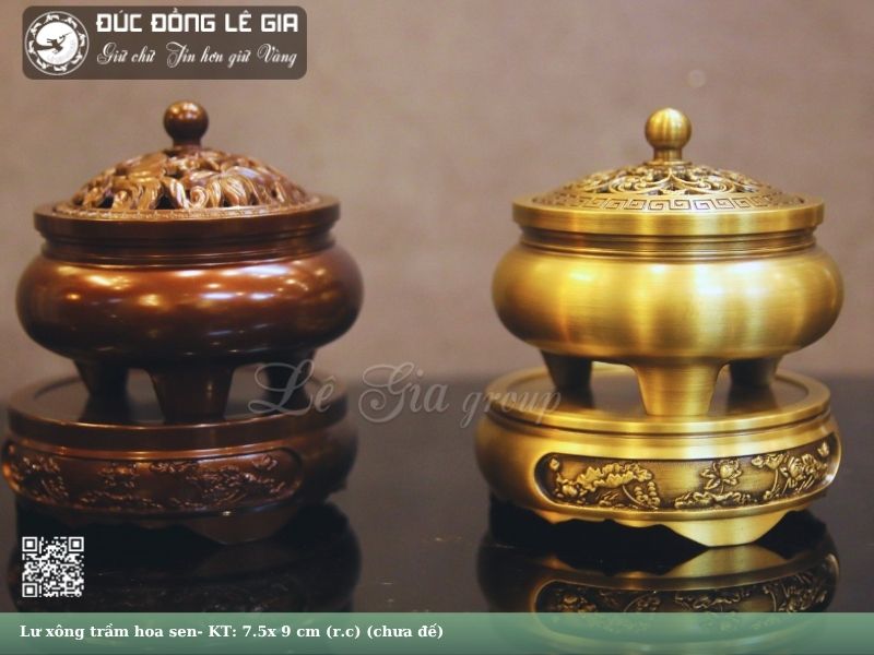 Lư Trầm Hoa Sen Bằng Đồng- LT11