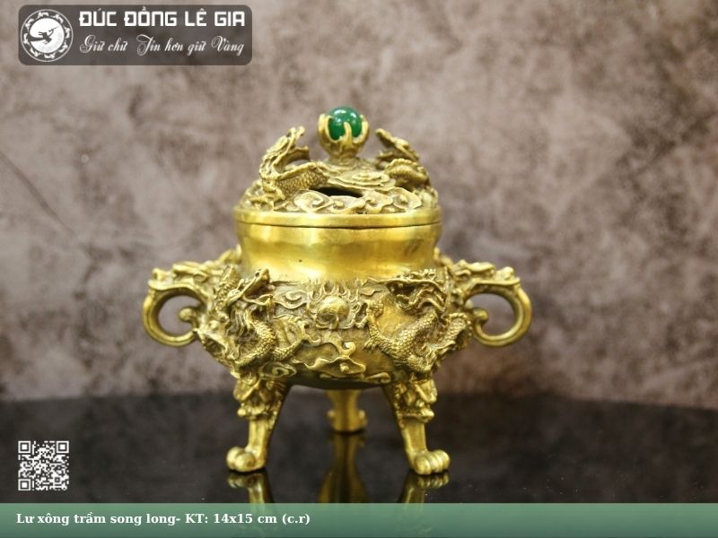 Lư xông Trầm song long- LT04