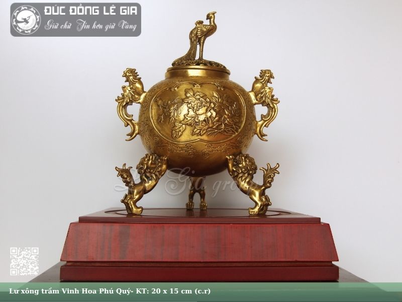 Lư xông trầm chim công- LT13