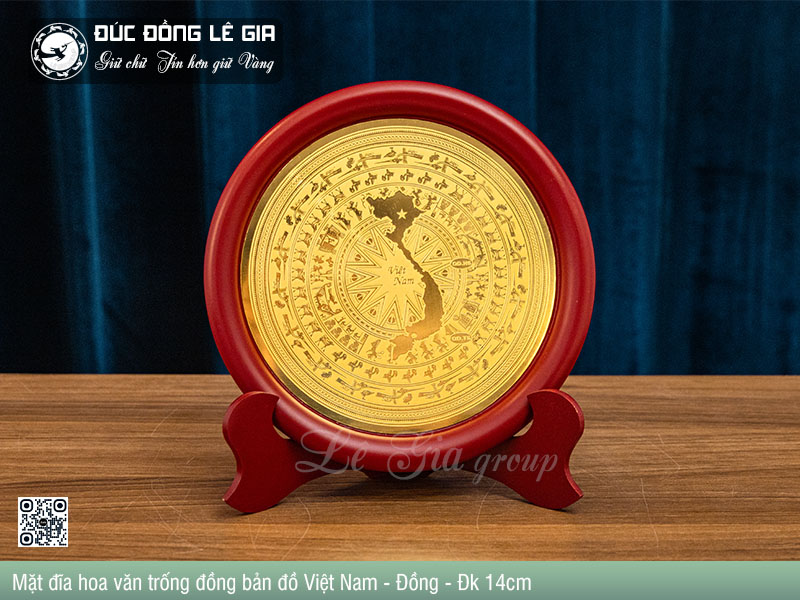 Mặt Đĩa Ăn Mòn Hình Trống Đồng Bản Đồ Bằng Đồng