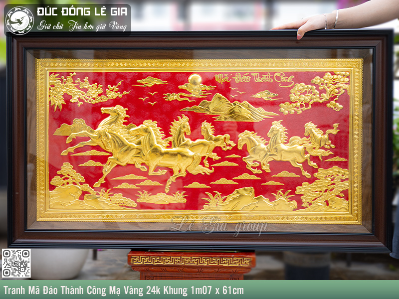 Tranh Mã Đáo Thành Công Mạ Vàng 24k Khung 1m07 x 61cm