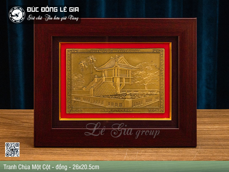Ảnh Tranh Chùa Một Cột Bằng Đồng 26x20 – Biểu Tượng Văn Hóa Việt Trong Từng Đường Chạm Thủ Công