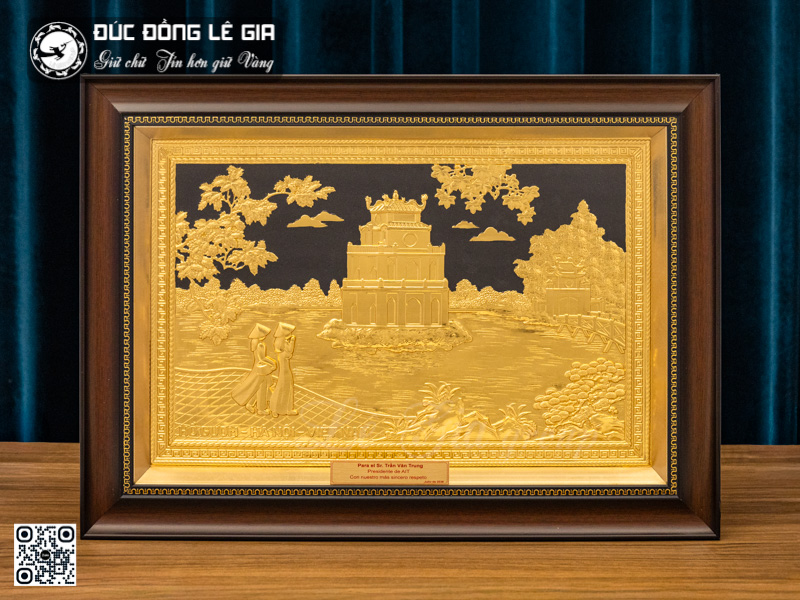 Tranh Hồ Gươm - Đồng Dát Vàng - 54x39cm