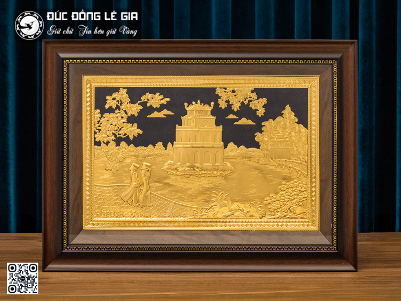 Tranh Hồ Gươm - Đồng dát vàng - 56 x 41cm