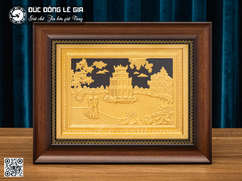 Tranh Hồ Gươm - Đồng Dát Vàng - 35 x 28 cm