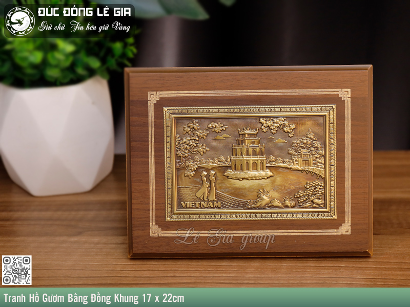 Tranh Hồ Gươm Bằng Đồng Khung 17 x 22cm - HGĐV1722