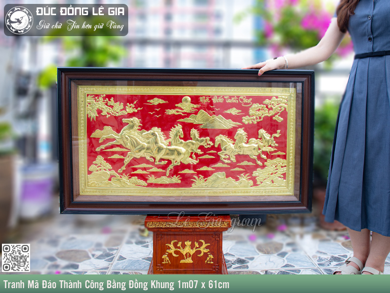Tranh Mã Đáo Thành Công Bằng Đồng Khung 1m07 x 61cm