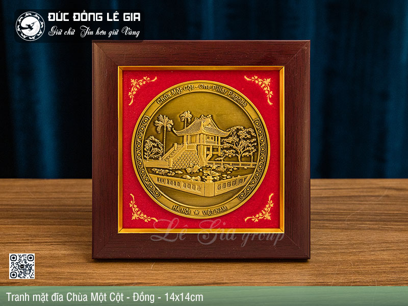Tranh mặt đĩa Chùa Một Cột bằng đồng (14x14) – Món quà nhỏ lưu giữ biểu tượng linh thiêng của Hà Nội
