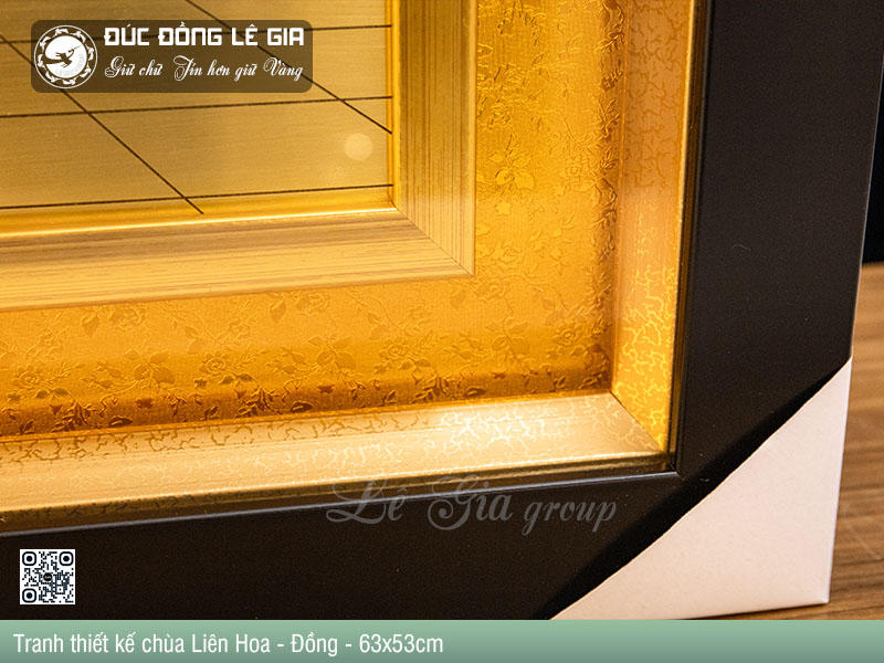Tranh thiết kế chùa Liên Hoa Bằng Đồng Khung 63x53cm