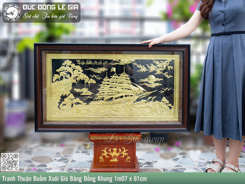 Tranh Thuận Buồm Xuôi Gió Bằng Đồng Khung 1m07 x 61cm