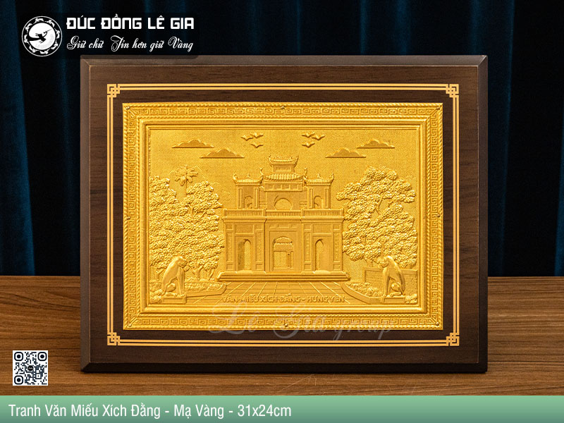 Tranh Văn Miếu Xích Đằng - Mạ Vàng 24k - 31x24