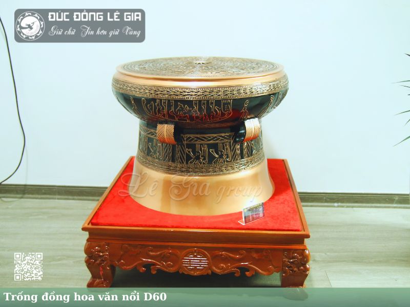 Ảnh Trống đồng hoa văn nổi DK 60 cm